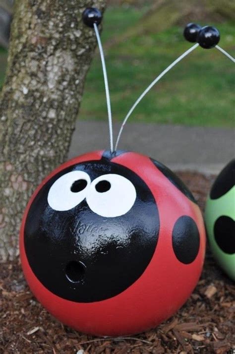 Ladybird Garden Ornament Recycled Bowling Ball Bowling Ball Garden