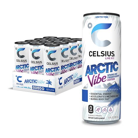 Celsius Essential Energy Drink 12 Fl Oz Arctic Vibe Sparkling Frozen