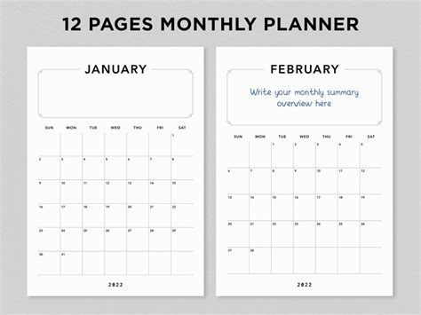 Printable 2022 Year At A Glance Minimalist Clean Planner Etsy