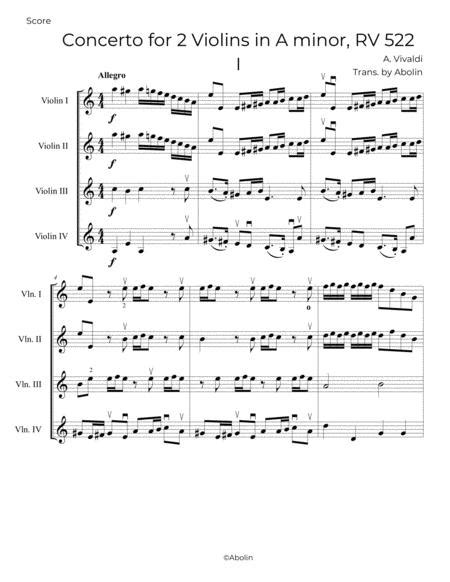 Free Sheet Music Rv 522 Vivaldi Antonio Concerto For 2 Violins In A
