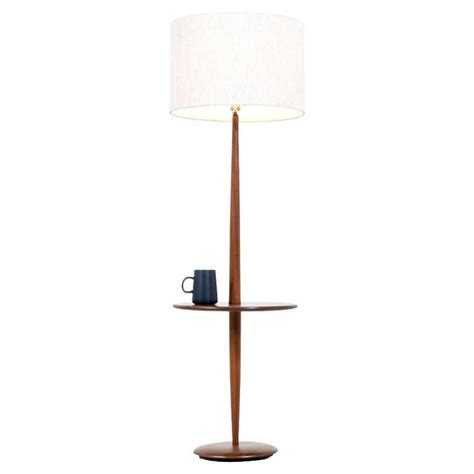 Mid Century Walnut Floor Lamp With Magazine Side Table By Laurel At 1stdibs