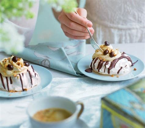 Hazelnut Meringue Nests With Coffee Cream Recipe Delicious Magazine