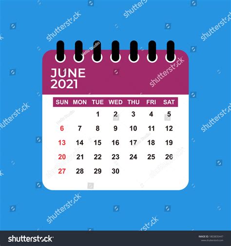 June 2021 Calendar June 2021 Calendar Vector Royalty Free Stock