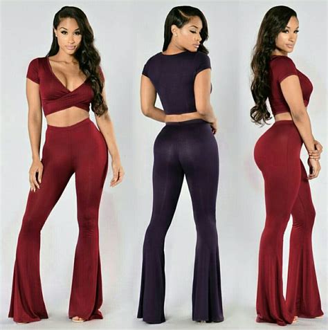Hot Outfits Jumpsuits For Women Bell Bottoms Flared Two Piece Pant Set Chic Worn Unique