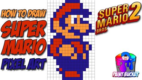 How To Draw Mario Super Mario Bros Pixel Art Drawing Tutorial Youtube