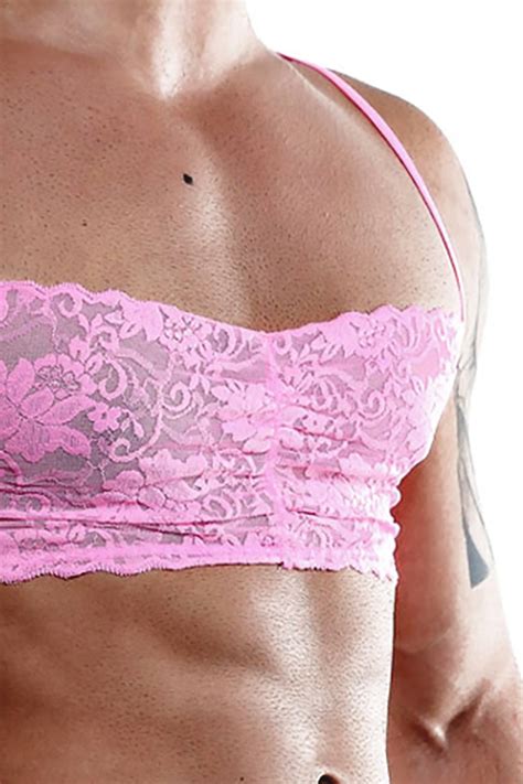 Secret Male Pink Lace Rouched Front Bralette Cheapundies
