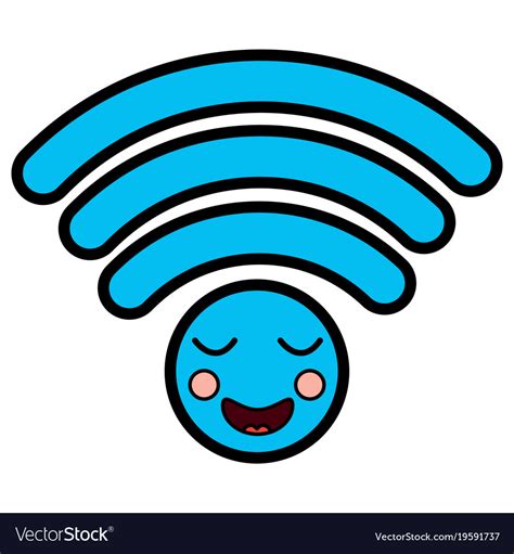 Cartoon Wifi Internet Signal Kawaii Character Vector Image