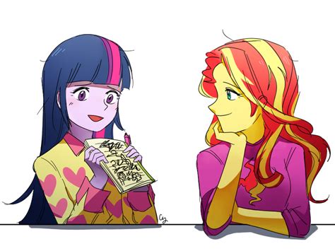 Sunset Shimmer And Twilight Sparkle Equestria Girls Drawn By