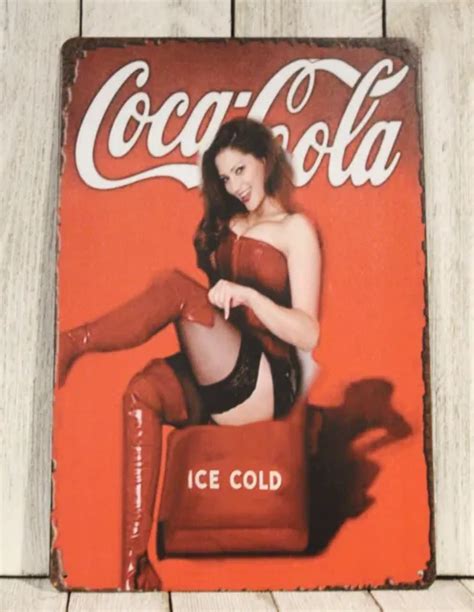 coca cola tin metal sign coke sexy pinup girl poster rustic vintage style 10 77 picclick