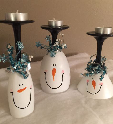 Christmas Wine Glass Candle Holders Snowman Wine Glasses Snowmen Christmas Decoration Snowman