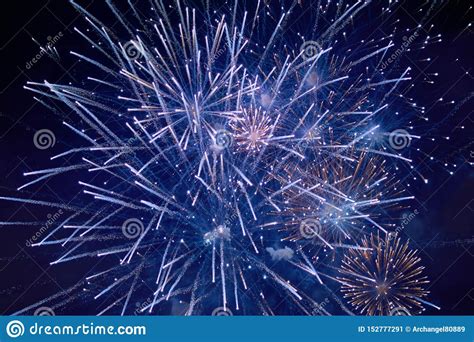 Cheap Beautiful Sparkling Fireworks Blue Haze Night Sky Background