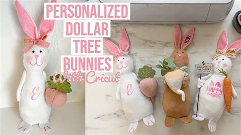 Personalized Dollar Tree Bunnies Using Cricut And Easy Press Mini