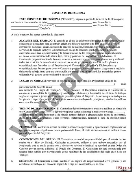 Connecticut Contrato De Esgrima Para Contratista Us Legal Forms