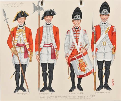 The 32nd Regiment Of Foot Officer Sergeant Drummer And Grenadier C
