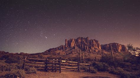 1920x1080 Resolution Brown Hill Desert Night Stars Rock Hd