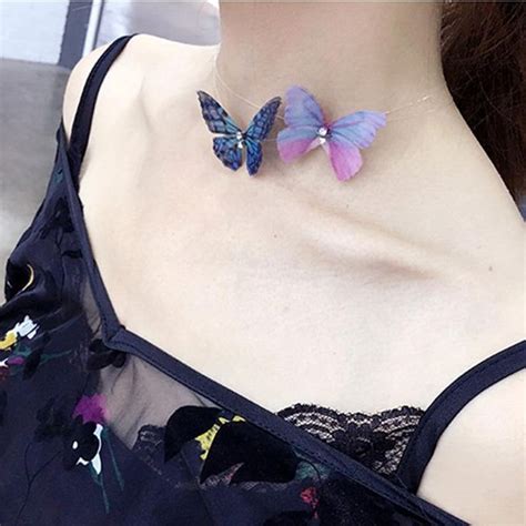 Butterfly Necklace In Leather Choker Necklace Butterfly Pendant