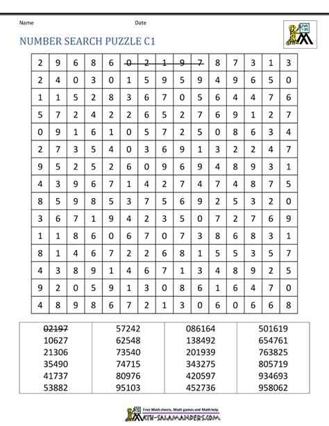 Printable Number Word Search Cool2bkids Free Printable Number Word
