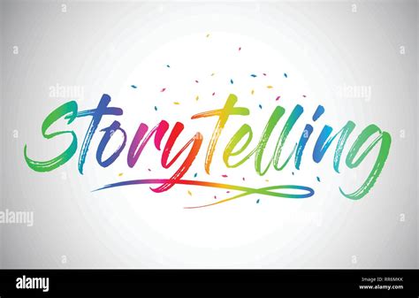 Storytelling Creative Word Text With Handwritten Rainbow Vibrant Colors