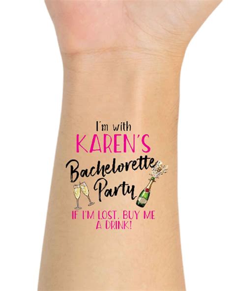 Bachelorette Party Temporary Tattoos Bachelorette Custom Etsy