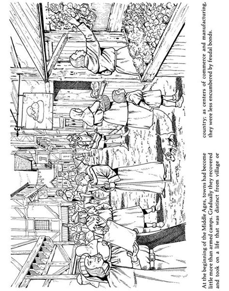 Life In A Medieval Castle And Village Coloring Book Adult Colouring