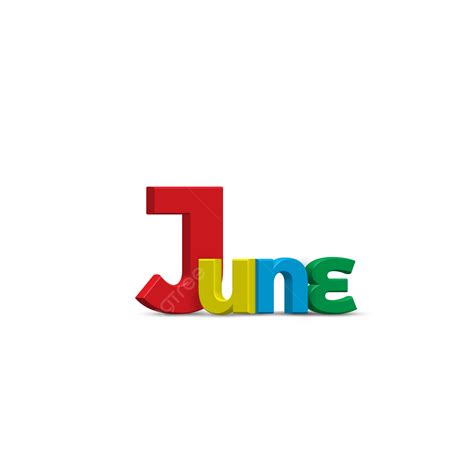 Month June Clipart Hd Png 3d Vector June Text Month Colorful June