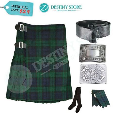 Black Watch Tartan Economy Kilt Deal With Fast Dhl Delivery Black