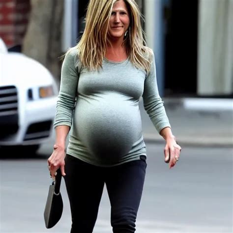 Pregnant Jennifer Aniston Walking Down The Street Stable Diffusion