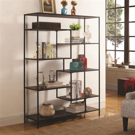 Coaster Bookcases Modern Bookcase With Offset Shelves Rifes Home