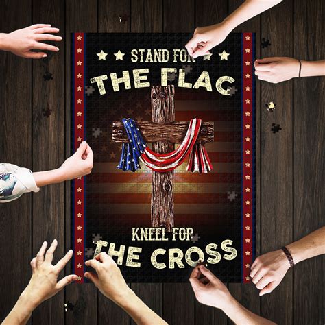 Stand For The Flag Kneel For The Cross Jigsaw Puzzle Homewix