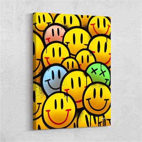 Smiley Graffiti Canvas Art Put A Smile On Your Wall Inktuitive