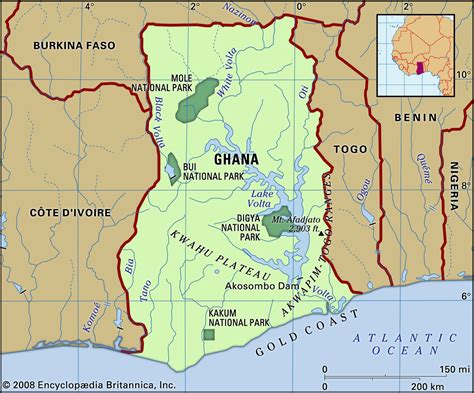 Map Of Africa Ghana Africa With Highlighted Ghana Map Stock