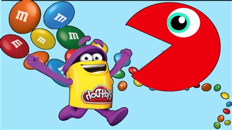 Pacman Eats Play Doh Mandms Learn Colors With Pacman Youtube