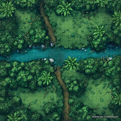 River Crossing Jungle Battle Map 30x30 Battlemaps Dungeon Maps