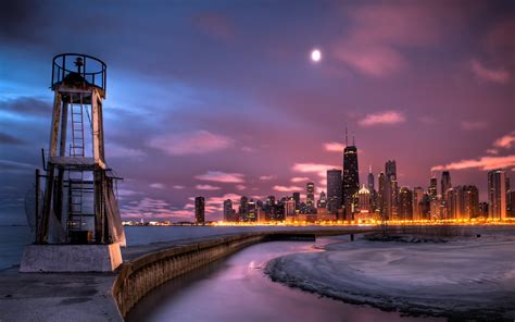 Chicago Skyline Winter Wallpaper Desktop Wallpapersafari