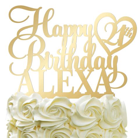 Buy Happy Birthday Customize Birthday Cake Topper Personalized Name Age Cake Topper With Heart