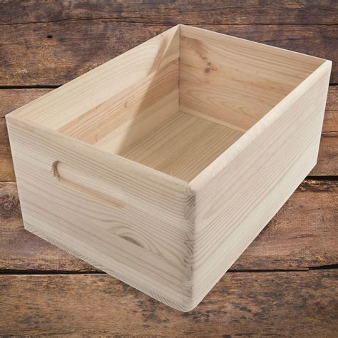 Wooden Open Decorative Storage Boxes / 5 Sizes / Small to Large Pinewood Crate | eBay