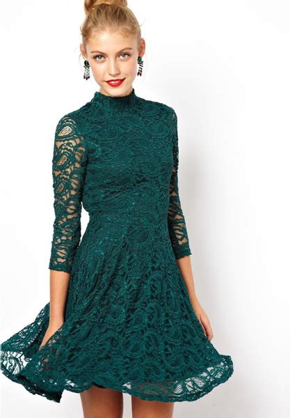 Sweet Round Neck Long Sleeve Lace Dress Is Osps