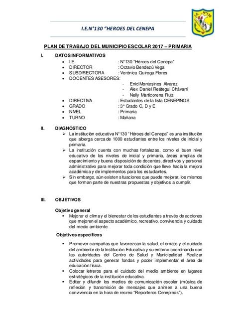 Plan De Trabajo Del Municipio Escolar 2017 3