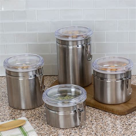home basics 4 piece stainless steel canister set kitchen storage michaels