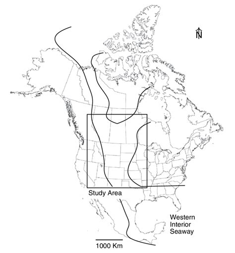 Map Of North America Showing The Extent Of The Western Interior Seaway