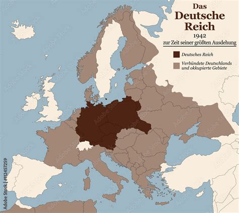 Third Reich At Its Greatest Extent In 1942 Map Of Nazi Germany In