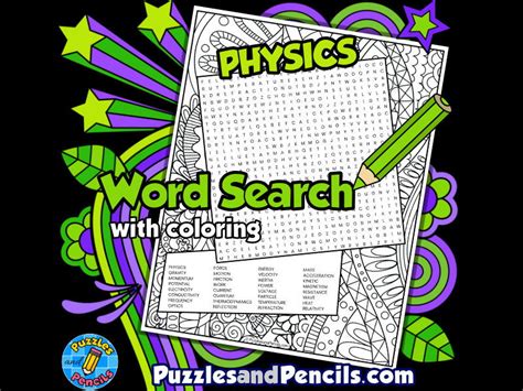Physics Word Search Puzzle Activity Pages With Colouring Bundle 14
