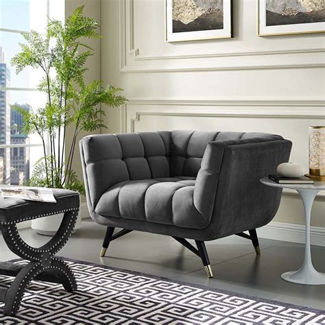 Adept Gray Chair Eei 3060 Gry Modway Furniture Chairs Velvet Armchair