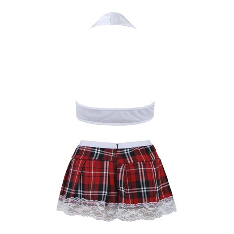 sultry school girl roleplay cosplay adult costume plaid skirt set n16527