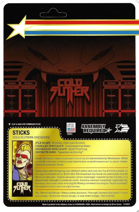 Gi Joe Cold Slither Sticks Buzzer File Card Mock Action