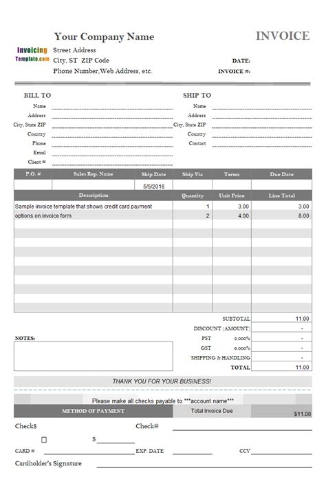 Digits are being dropped because excel thinks you are dealing with numbers, even with your correct formatting. Invoice Template with Credit Card Payment Option