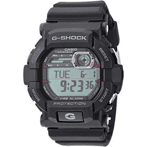 Vibration alert alarms, stopwatch, and hourly. Casio G-Shock Men's Vibration Alarm Black Resin Strap ...