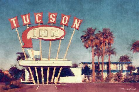 Vintage Neon Sign The Tucson Inn Painting By Joseph Oland Fine Art