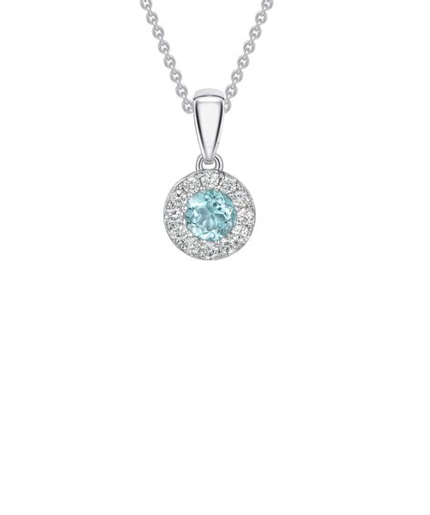 Aquamarine And Diamond Halo Pendant Phillip Stoner The Jeweller