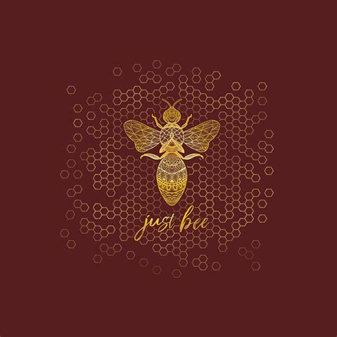 Just Bee Geometric Zen Bee Meditating Over Honeycomb Hive Digital Art